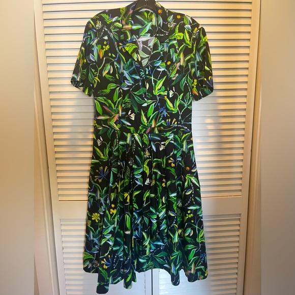 🦚HP🦚Jason Wu Pleated Floral Cotton Poplin Dress - Picture 3 of 8